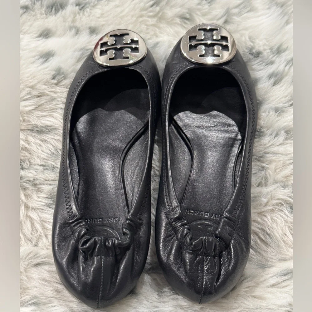 Tory Burch Claire Ballet Black Flats Size 6.5M